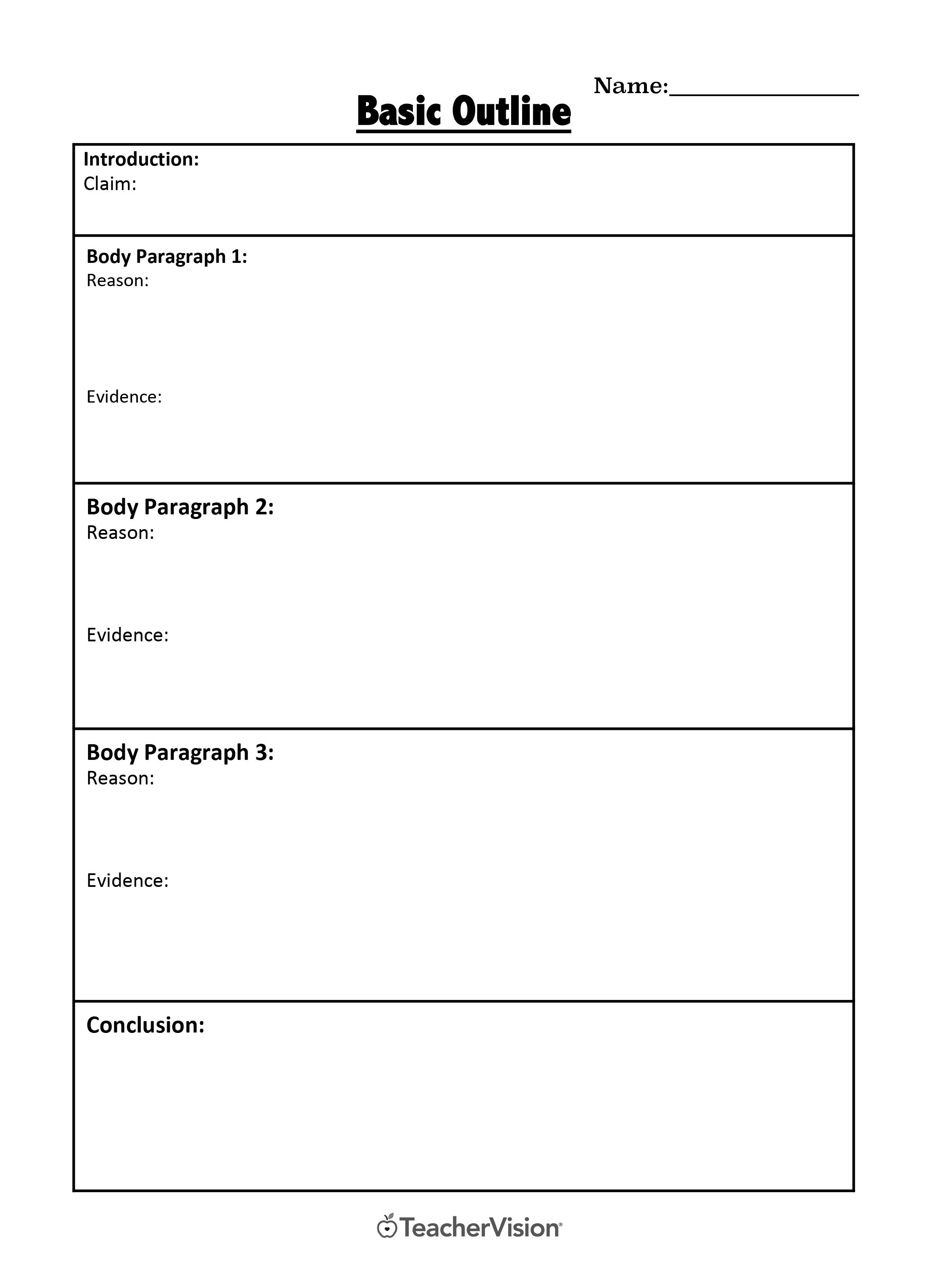 Argumentative Writing - Basic, Intermediate & Advanced Outlines