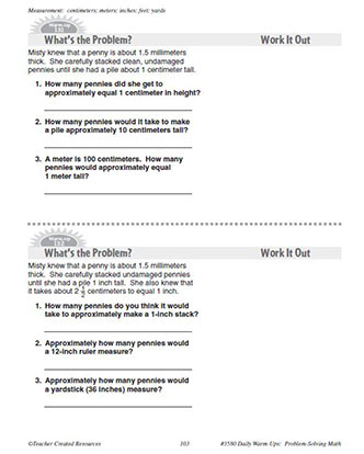 Measurement Daily Math Warm-Ups and Answer Key Grade 5-7