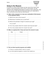 Fourth Grade Community Project: Going to the Museum
