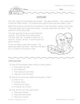 Invention of the Airplane: A Reading Warm-Up