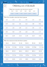 Ordering Sets of Decimals