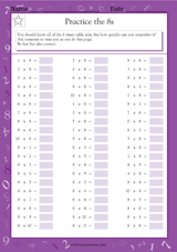 Multiplication Speed Trials: Practice the 8s (Grade 5)
